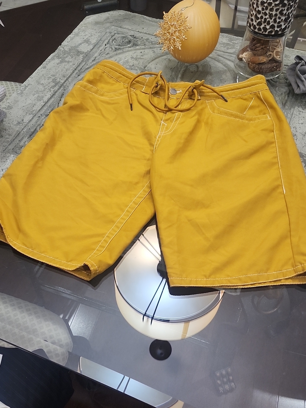True RELIGION Men's Mustard Yellow BOARD Trunks shorts Nwot Size 32
